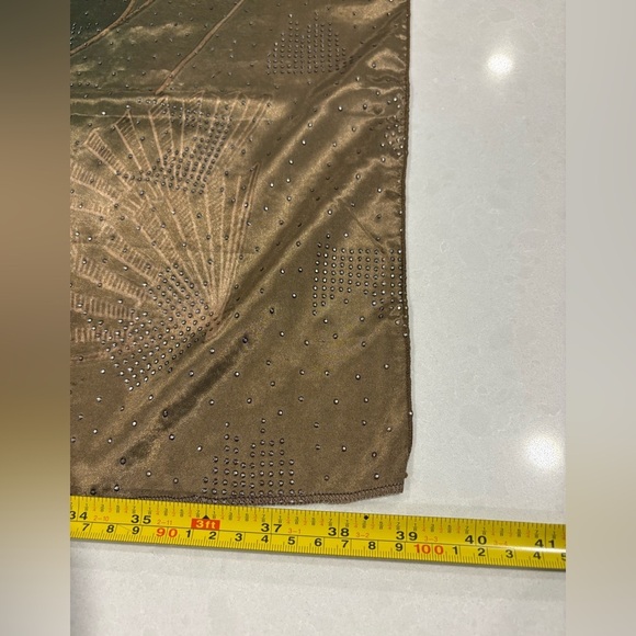 Vintage Water Silk Fan Print Scarf with Rhinestones - Mool Mang Cho Co. - Picture 6 of 8